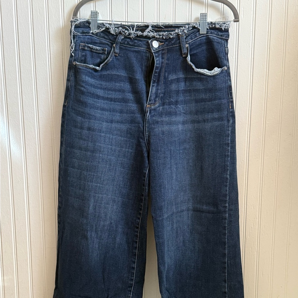 Denim by Laura Dark Blue Flare Cropped Jeans